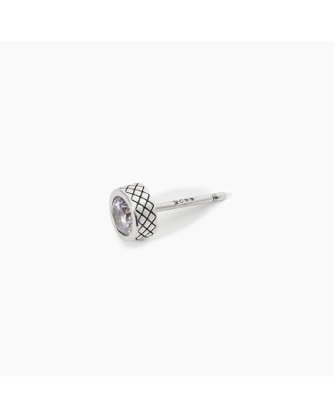 Pendiente de Plata para Hombre con Zirconita Blanca y Perfil de Rombos Mabina | Joyería Onix Lugo