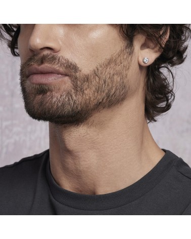 Pendiente de Plata para Hombre con Zirconita Blanca y Perfil de Rombos Mabina | Joyería Onix Lugo