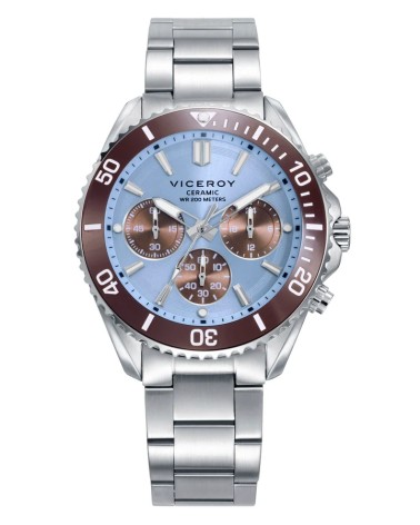 Reloj Viceroy de Hombre Cronógrafo Bisel Cerámico Marrón Esfera Azul Heat 41179-37 | Joyería Onix Lugo