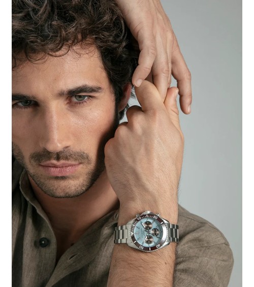 Reloj Viceroy de Hombre Cronógrafo Bisel Cerámico Marrón Esfera Azul Heat 41179-37 | Joyería Onix Lugo