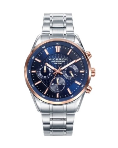 Reloj Viceroy de Hombre Magnum Cronógrafo Acero IP Rosa y Esfera Azul 401017-37 | Joyería Onix Lugo