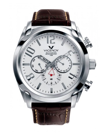 Reloj Viceroy de Hombre Magnum Multifunción Acero y Piel Marrón 40347-05 | Joyería Onix Lugo