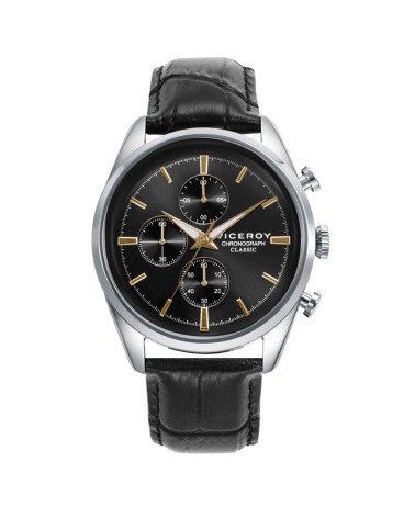 Reloj Viceroy de Hombre Classic Cronógrafo Acero, Esfera Negra y Piel 401379-17 | Joyería Onix Lugo