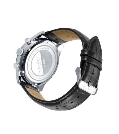 Reloj Viceroy de Hombre Classic Cronógrafo Acero, Esfera Negra y Piel 401379-17 | Joyería Onix Lugo