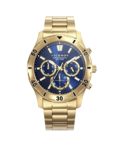 Reloj Viceroy de Hombre Heat Cronógrafo Acero IP Dorado y Esfera Azul 401135-36 | Joyería Onix Lugo