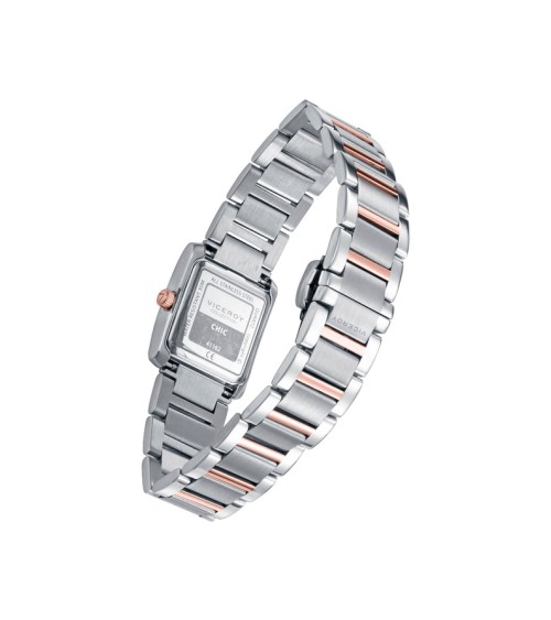 Reloj Viceroy de Mujer Rectangular Bitono Acero e IP Rosa Esfera Gris 41162-17 | Joyería Onix Lugo