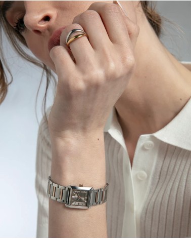 Reloj Viceroy de Mujer Rectangular Bitono Acero e IP Rosa Esfera Gris 41162-17 | Joyería Onix Lugo