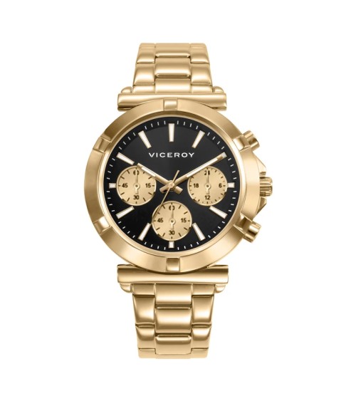Reloj Viceroy de Mujer Chic Cronógrafo Acero IP Dorado Esfera Negra 401310-57 | Joyería Onix Lugo