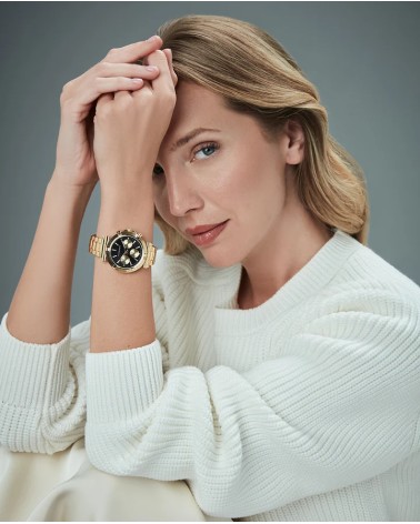 Reloj Viceroy de Mujer Chic Cronógrafo Acero IP Dorado Esfera Negra 401310-57 | Joyería Onix Lugo