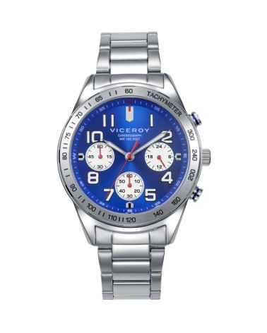 Pack Reloj Viceroy Niño Next Cronógrafo Acero Esfera Azul + Pulsera Cruz Azul 401477-34 | Joyería Onix Lugo