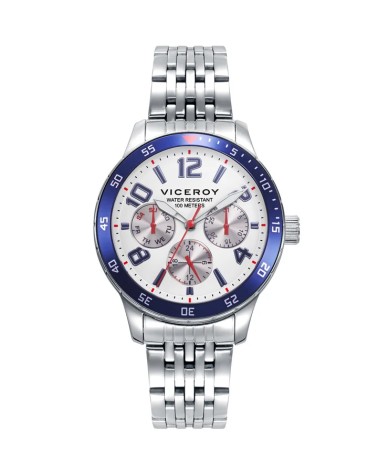 Pack Reloj Viceroy Niño Next Multifunción Acero Bisel Azul + Pulsera Cruz 401305-04 | Joyería Onix Lugo
