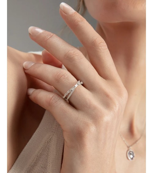 Anillo Viceroy Jewels Plata de Ley Rodiada Cruzado Circonitas y Baguettes 2379A016-30 | Joyería Onix Lugo
