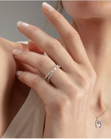 Anillo Viceroy Jewels Plata de Ley Rodiada Cruzado Circonitas y Baguettes 2379A016-30 | Joyería Onix Lugo