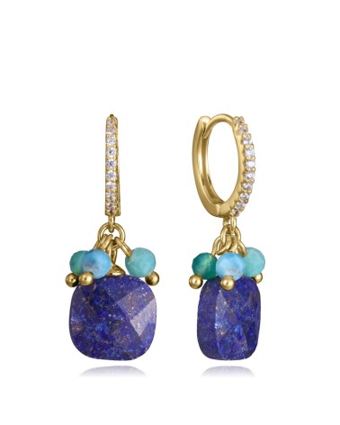 Pendientes Viceroy Jewels Plata de Ley Baño de Oro Piedras Naturales Azules y Verdes 13270E100-42 | Joyería Onix Lugo