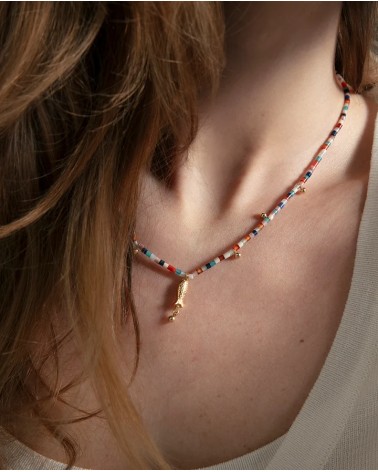 Collar Viceroy Jewels Plata de Ley Baño de Oro Piedras de Colores y Pez Colgante 13266C100-59 | Joyería Onix Lugo