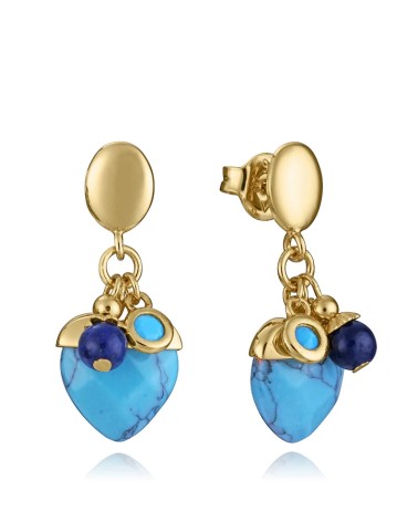 Pendientes Viceroy Jewels Plata de Ley Baño de Oro Piedras Azules y Corazón Turquesa 13240E100-93 | Joyería Onix Lugo