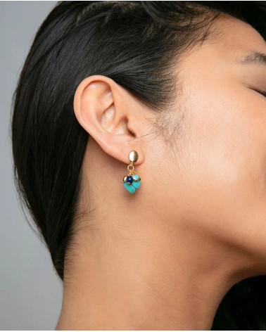 Pendientes Viceroy Jewels Plata de Ley Baño de Oro Piedras Azules y Corazón Turquesa 13240E100-93 | Joyería Onix Lugo