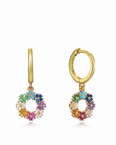 Pendientes Viceroy Trend Plata de Ley Baño de Oro Flores Circonitas Multicolores 13049E100-39 | Joyería Onix Lugo
