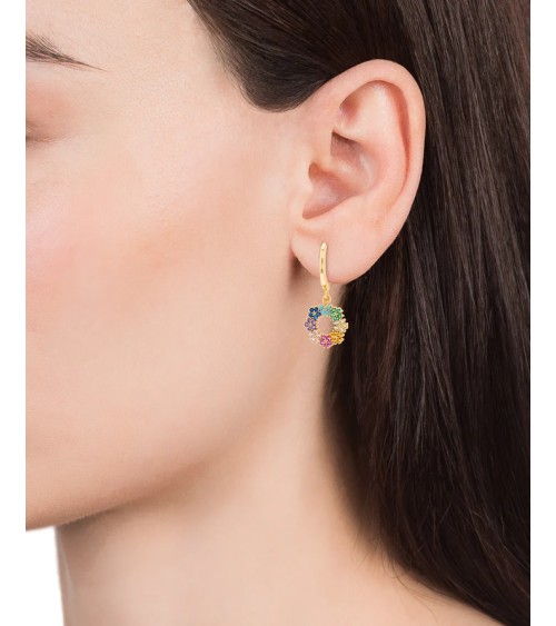 Pendientes Viceroy Trend Plata de Ley Baño de Oro Flores Circonitas Multicolores 13049E100-39 | Joyería Onix Lugo