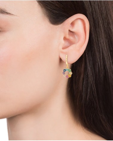 Pendientes Viceroy Trend Plata de Ley Baño de Oro Flores Circonitas Multicolores 13049E100-39 | Joyería Onix Lugo