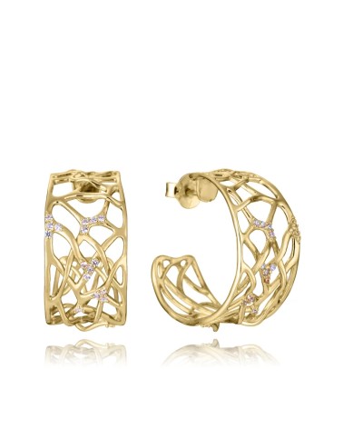 Pendientes Viceroy Jewels Plata de Ley Baño de Oro Aro Ancho Calado y Circonitas 2357E100-30 | Joyería Onix Lugo