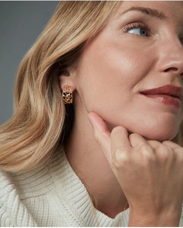 Pendientes Viceroy Jewels Plata de Ley Baño de Oro Aro Ancho Calado y Circonitas 2357E100-30 | Joyería Onix Lugo