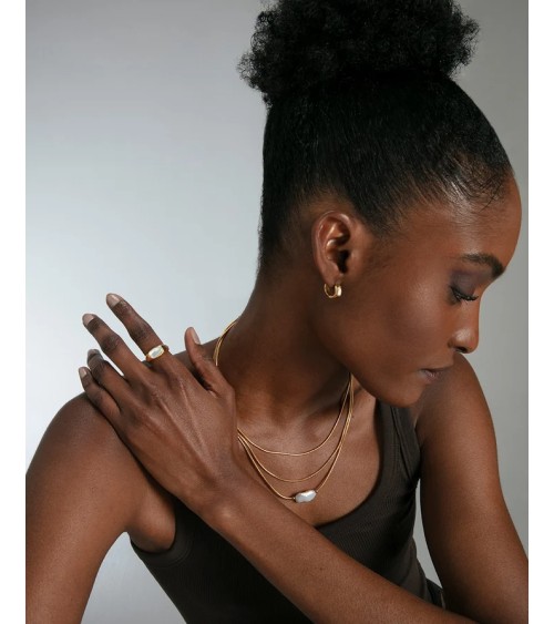 Collar Viceroy Chic Acero IP Dorado Triple Cadena y Perla Natural 75440C01012 | Joyería Onix Lugo