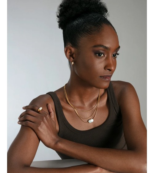 Collar Viceroy Chic Acero IP Dorado Triple Cadena y Perla Natural 75440C01012 | Joyería Onix Lugo