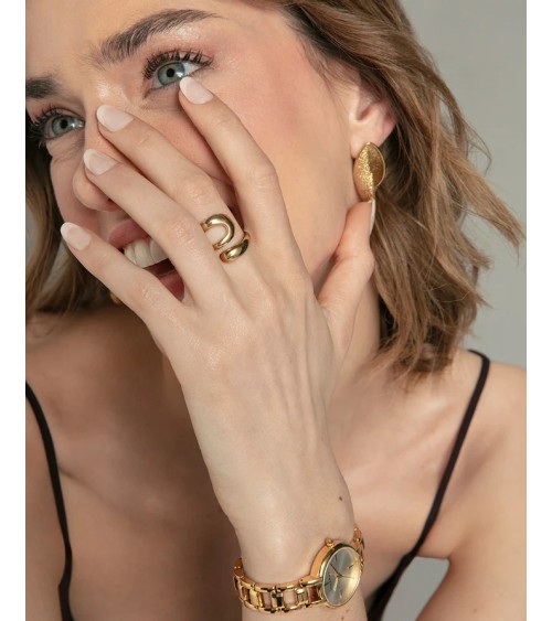 Anillo Viceroy Fashion Acero IP Dorado Diseño Abierto Ondulado 14371A | Joyería Onix Lugo