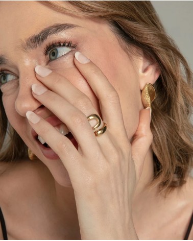 Anillo Viceroy Fashion Acero IP Dorado Diseño Abierto Ondulado 14371A | Joyería Onix Lugo