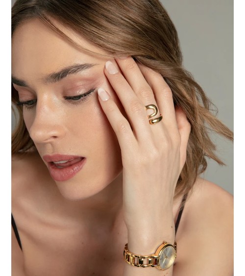 Anillo Viceroy Fashion Acero IP Dorado Diseño Abierto Ondulado 14371A | Joyería Onix Lugo
