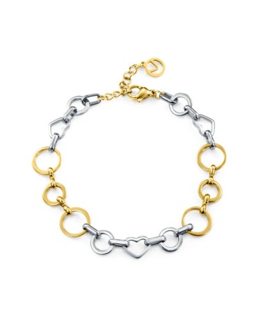 Pulsera Viceroy Fashion Acero Bicolor IP Dorado Eslabones Corazón 17,5+2 cm 14353P01019 | Joyería Onix Lugo