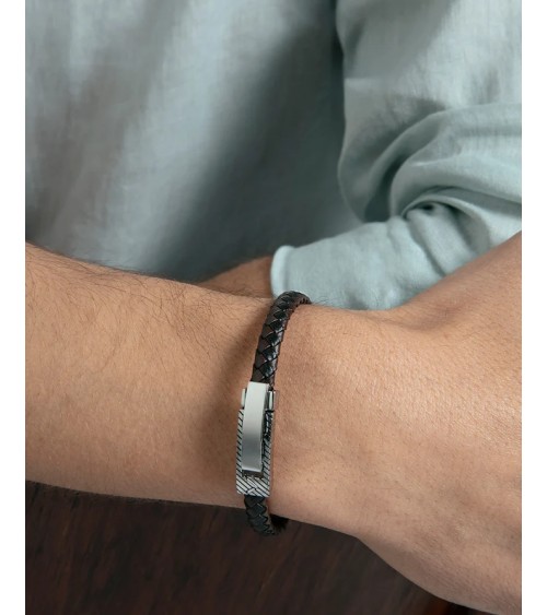 Pulsera Viceroy Hombre Magnum Piel Trenzada Negra y Marrón 21,5 cm 75444P01010 | Joyería Onix Lugo