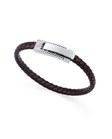 Pulsera Viceroy Hombre Magnum Piel Trenzada Negra y Marrón 21,5 cm 75444P01010 | Joyería Onix Lugo