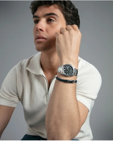 Pulsera Viceroy Hombre Magnum Piel Trenzada Negra y Azul 21,5 cm 75444P01013 | Joyería Onix Lugo