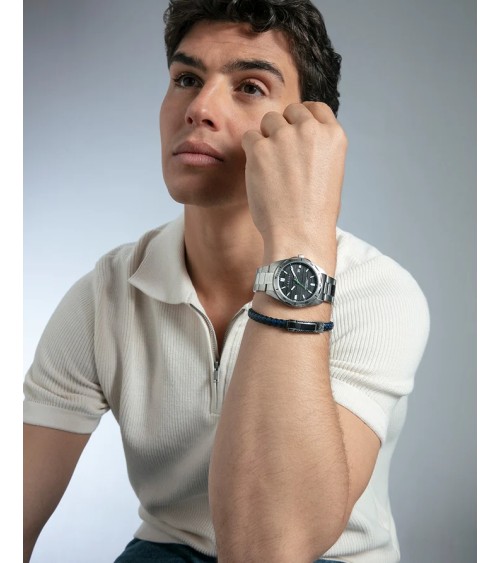 Pulsera Viceroy Hombre Magnum Piel Trenzada Negra y Azul 21,5 cm 75444P01013 | Joyería Onix Lugo