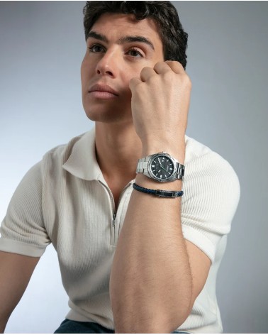 Pulsera Viceroy Hombre Magnum Piel Trenzada Negra y Azul 21,5 cm 75444P01013 | Joyería Onix Lugo