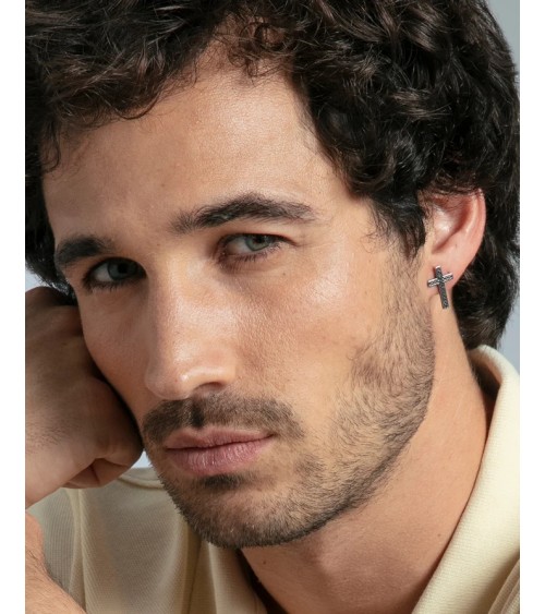Pendientes Viceroy Hombre Magnum Acero Cruz con Tramado Cadena 14377E01000 | Joyería Onix Lugo