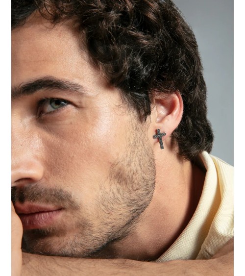 Pendientes Viceroy Hombre Magnum Acero Cruz con Tramado Cadena 14377E01000 | Joyería Onix Lugo