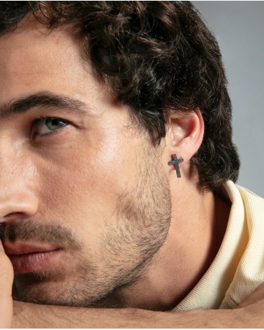 Pendientes Viceroy Hombre Magnum Acero Cruz con Tramado Cadena 14377E01000 | Joyería Onix Lugo