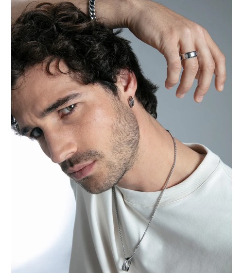 Pendientes Viceroy Hombre Magnum Aro Acero IP Negro Textura 1,6 cm 14373E01010 | Joyería Onix Lugo