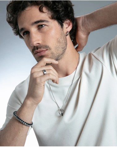 Pendientes Viceroy Hombre Magnum Aro Acero IP Negro Textura 1,6 cm 14373E01010 | Joyería Onix Lugo