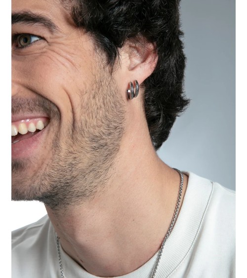 Pendientes Viceroy Hombre Magnum Aro Acero IP Negro Textura 1,6 cm 14373E01010 | Joyería Onix Lugo