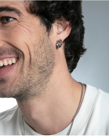 Pendientes Viceroy Hombre Magnum Aro Acero IP Negro Textura 1,6 cm 14373E01010 | Joyería Onix Lugo