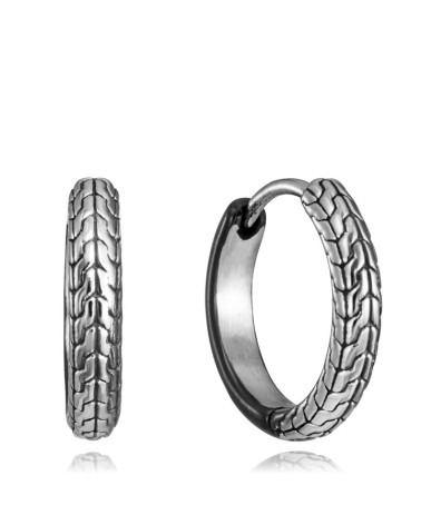 Pendientes Viceroy Hombre Magnum Aro Acero IP Negro Textura 1,6 cm 14373E01010 | Joyería Onix Lugo