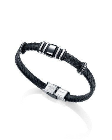 Pulsera Viceroy Hombre Magnum Piel Trenzada Negra y Acero IP Negro 6132P09010 | Joyería Onix Lugo