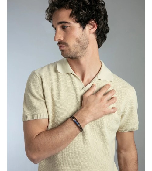 Pulsera Viceroy Hombre Piel Trenzada Marrón Cordón Azul y Acero 21,5 cm 75442P01011 | Joyería Onix Lugo