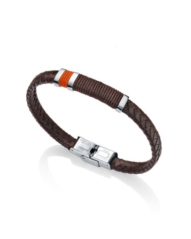 Pulsera Viceroy Hombre Heat Piel Trenzada Marrón Cordón Naranja y Acero 6453P01011 | Joyería Onix Lugo
