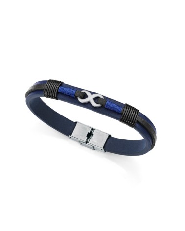 Pulsera Viceroy Hombre Piel Azul y Negra con Acero Infinito 75380P01013 | Joyería Onix Lugo