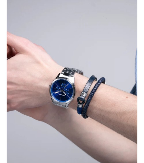 Pulsera Viceroy Hombre Piel Azul Nudo Náutico Cordón y Acero 14117P01013 | Joyería Onix Lugo